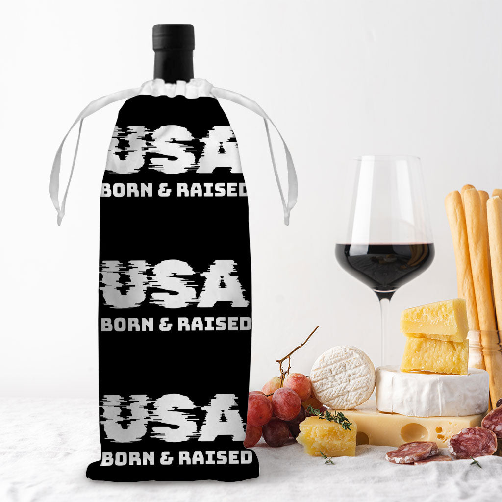 Born in the USA Wine Tote Bag - Patriotic Design Wine Tote Bag - Cool Design Wine Tote Bag