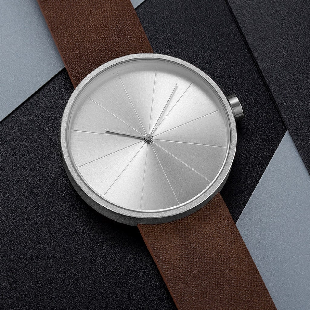 Brown Leather Strap & Silver Dial Men’s Minimalistic Watch