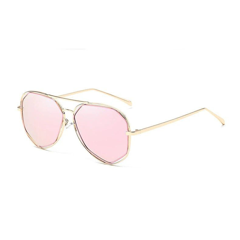 Rose Gold Aviator Sunglasses with Mirror Alloy Frame