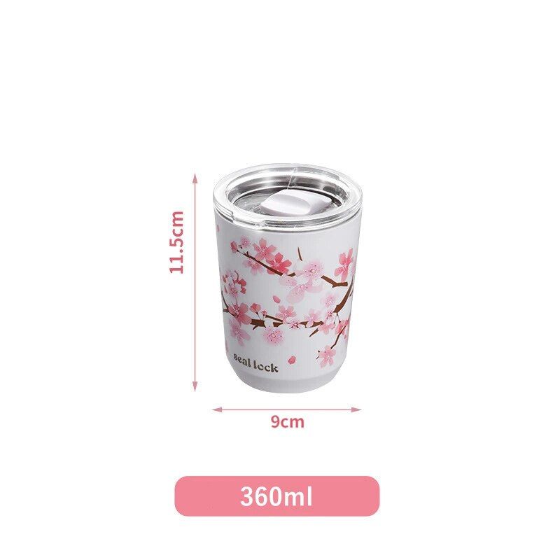 Cherry Blossom Stainless Steel Thermal Mug - Leak-Proof, Double Wall Insulated Coffee & Tea Tumbler