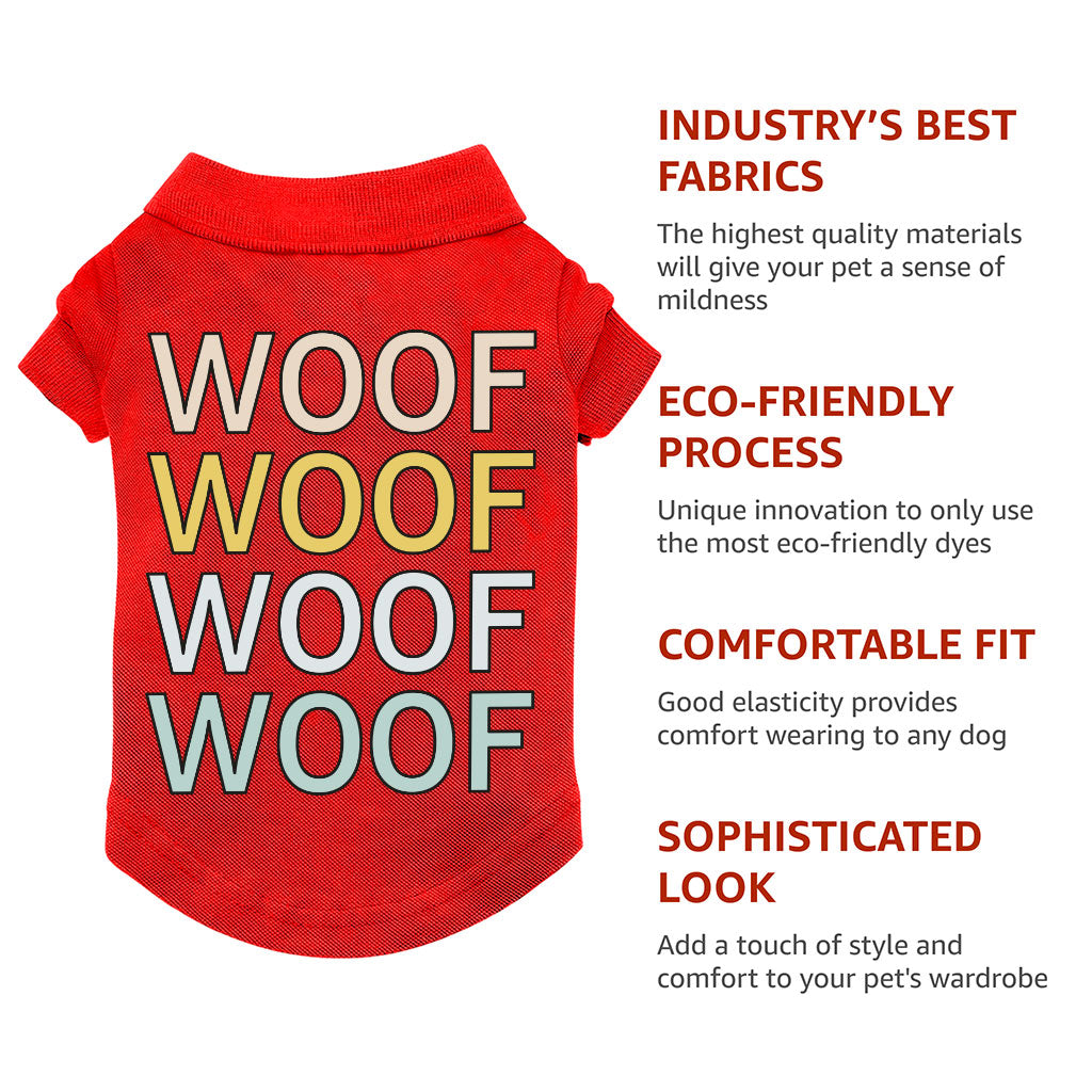 Woof Dog Polo Shirt - Word Art Dog T-Shirt - Beautiful Dog Clothing