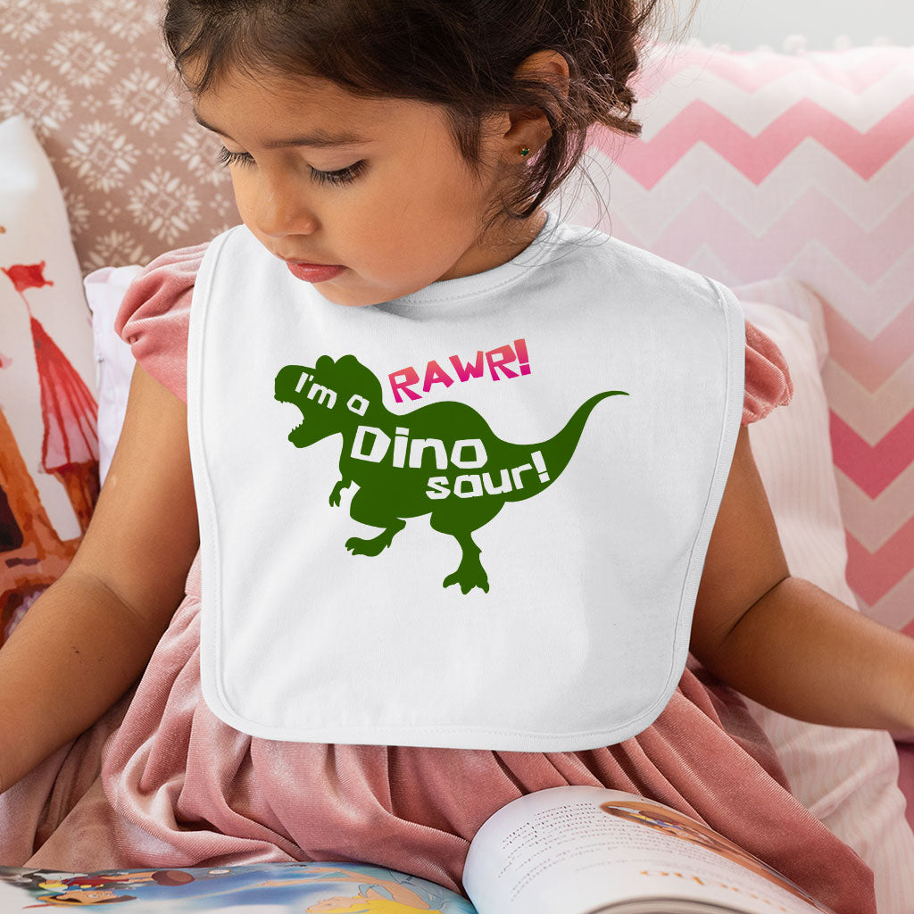 I'm a Dinosaur Baby Bibs - Illustration Baby Feeding Bibs - Cool Trendy Bibs for Eating