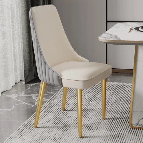 Elegant Modern Dining Chair with Gold Legs - Luxury Synthetic Leather Seating for Home and Events