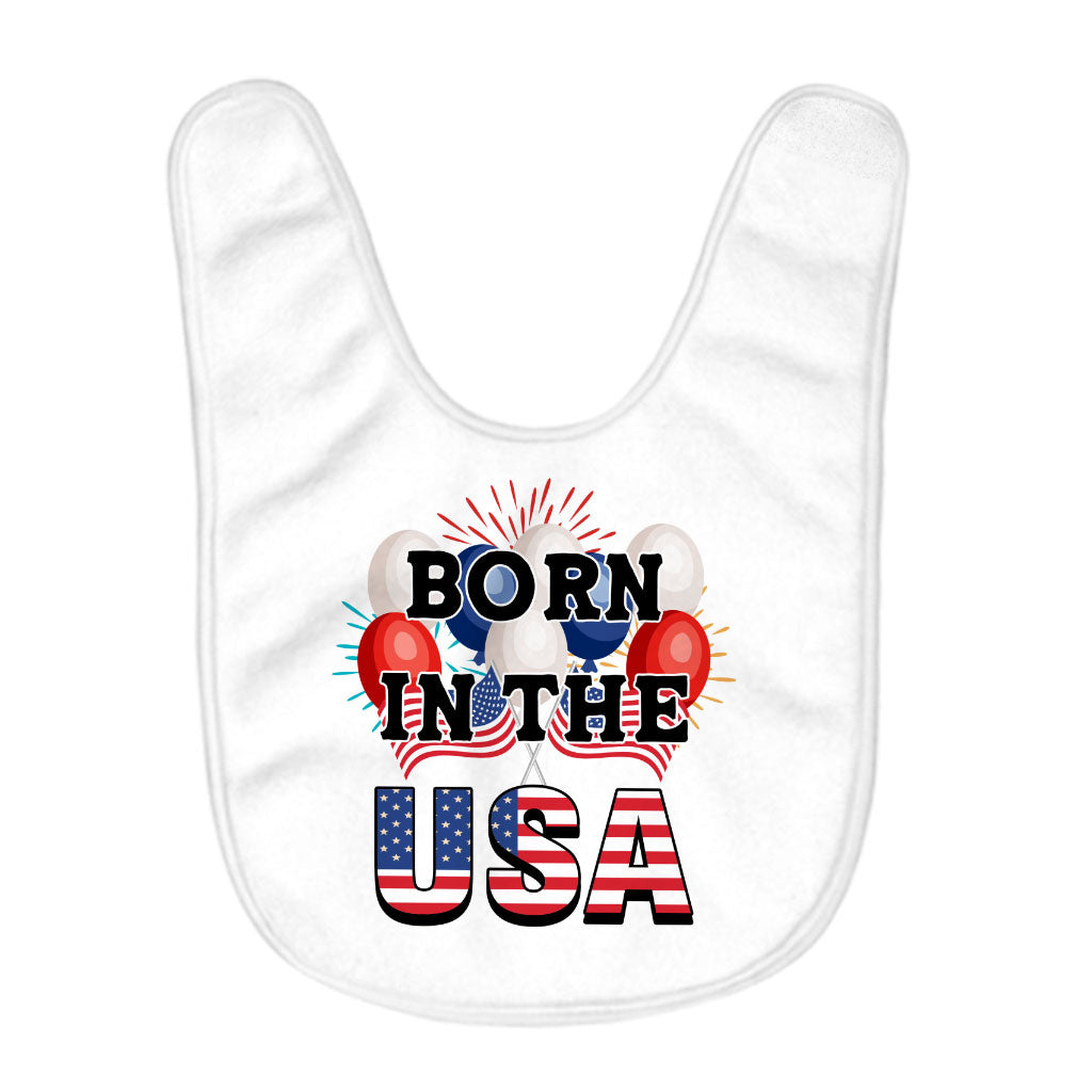 Born in the USA Baby Bibs - American Flag Baby Feeding Bibs - Patriotic Bibs for Eating