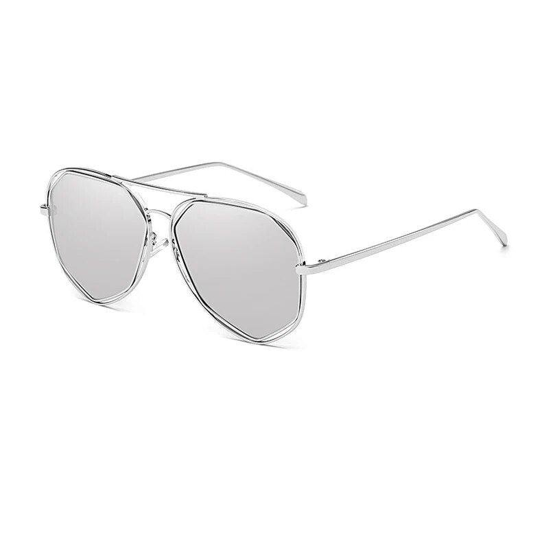 Rose Gold Aviator Sunglasses with Mirror Alloy Frame