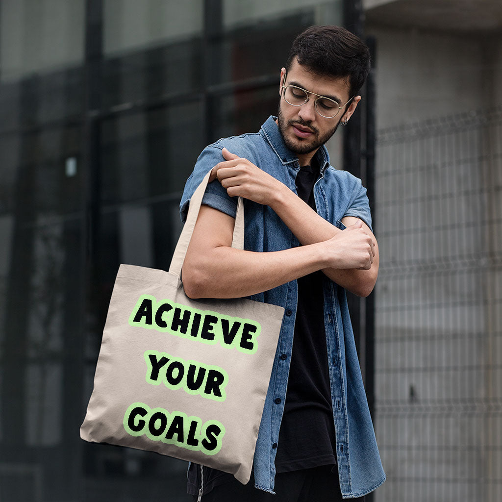 Achieve Your Goals Small Tote Bag - Trendy Design Shopping Bag - Best Print Tote Bag