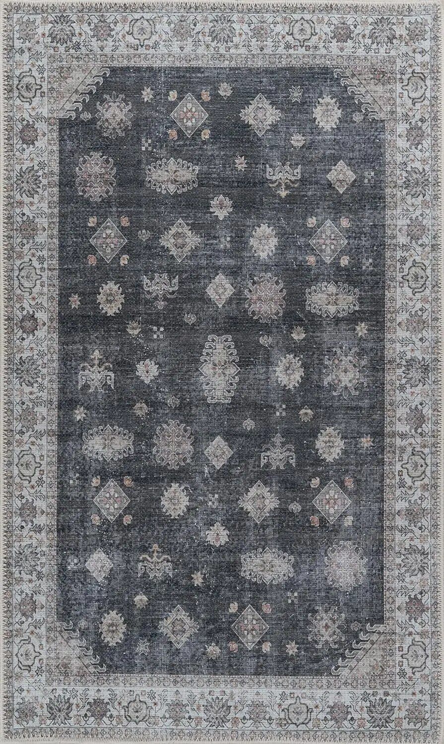 Vintage Charm Machine-Washable Non-Slip Area Rug