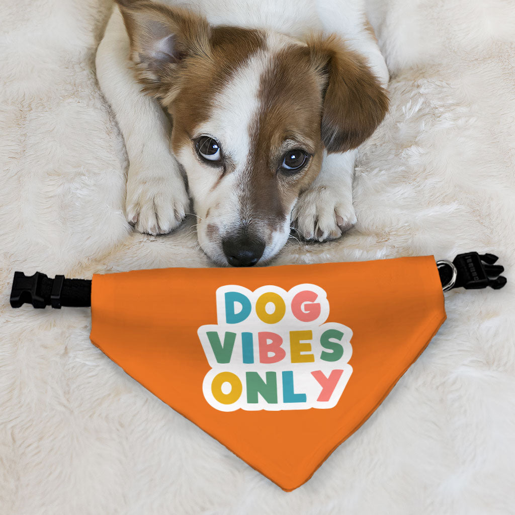 Dog Vibes Only Pet Bandana Collar - Word Art Scarf Collar - Cute Dog Bandana