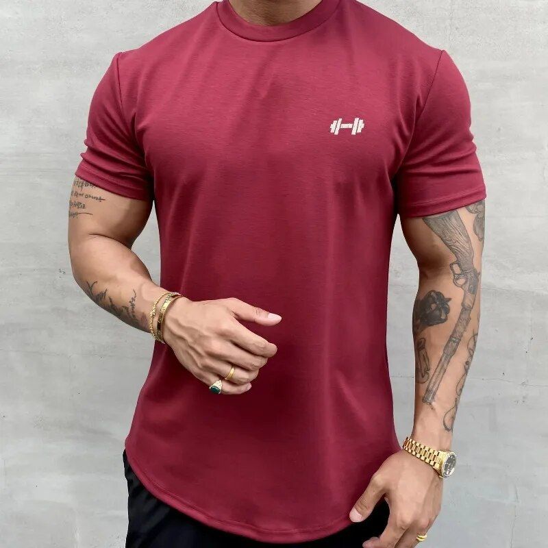 Summer Slim-Fit Sports Tee: Men's Cotton Muscle-Show Top