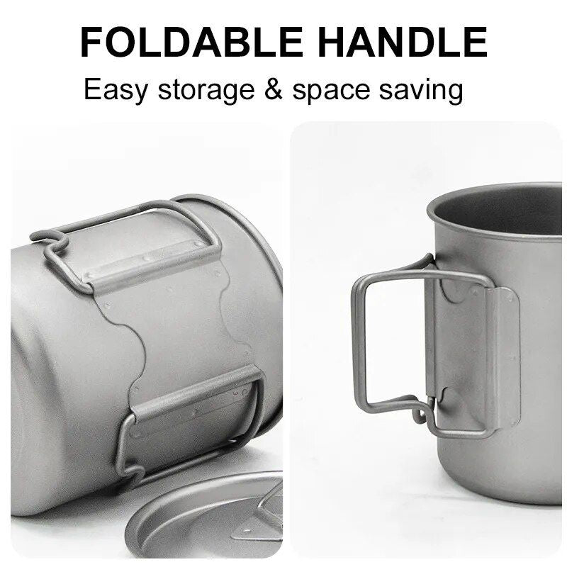 Titanium Camping Mug - Portable Outdoor Cookware with Tableware