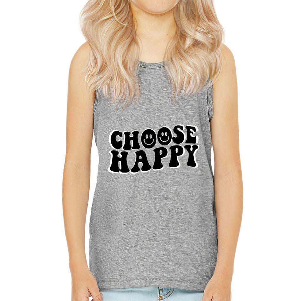 Choose Happy Kids' Jersey Tank - Trendy Sleeveless T-Shirt - Printed Kids' Tank Top