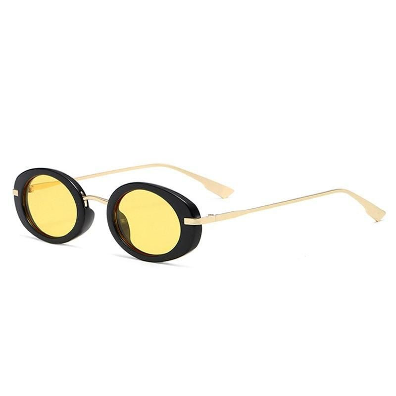 Retro Punk Oval Sunglasses with UV400 Protection