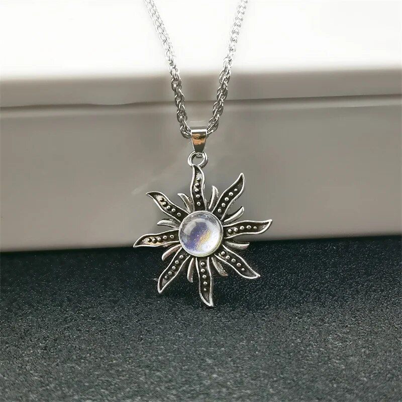 Sunflower Moonstone Pendant Necklace