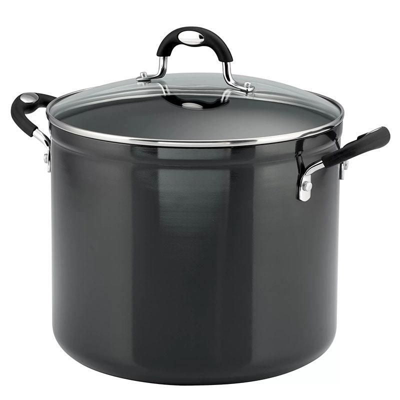 12 Qt Non-Stick Gray Covered Stock Pot