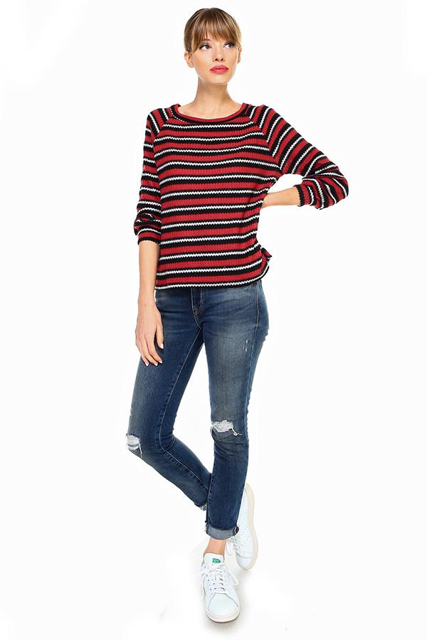 Multi Stripe Long Sleeve Pull On Top