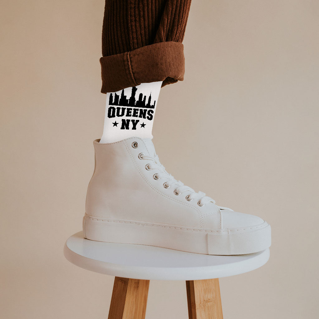 New York Cityscape Socks - City Novelty Socks - Print Crew Socks