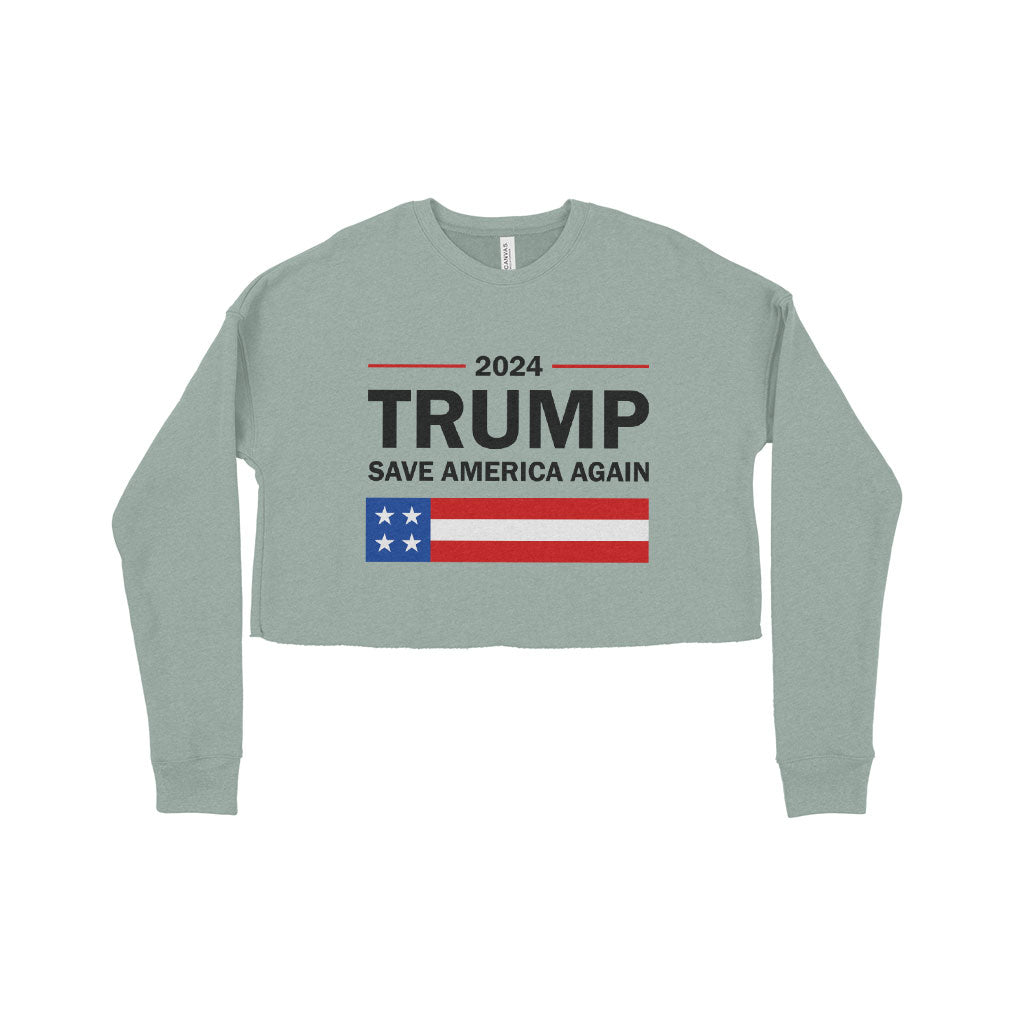 Women's Cropped Fleece Trump Sweatshirt - Donald Trump Sweatshirt