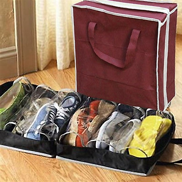 6 Roller Portable Shoes Travel Storage Bag | Black Lily