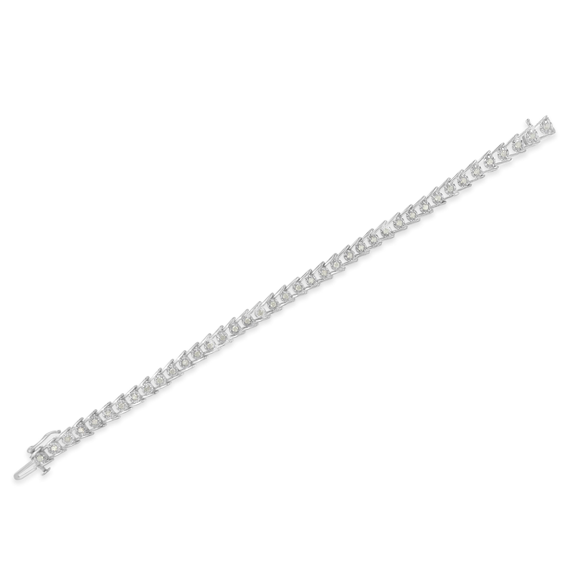 Sterling Silver 1ct TDW Rose-cut Diamond Wave link | Lime Shadow