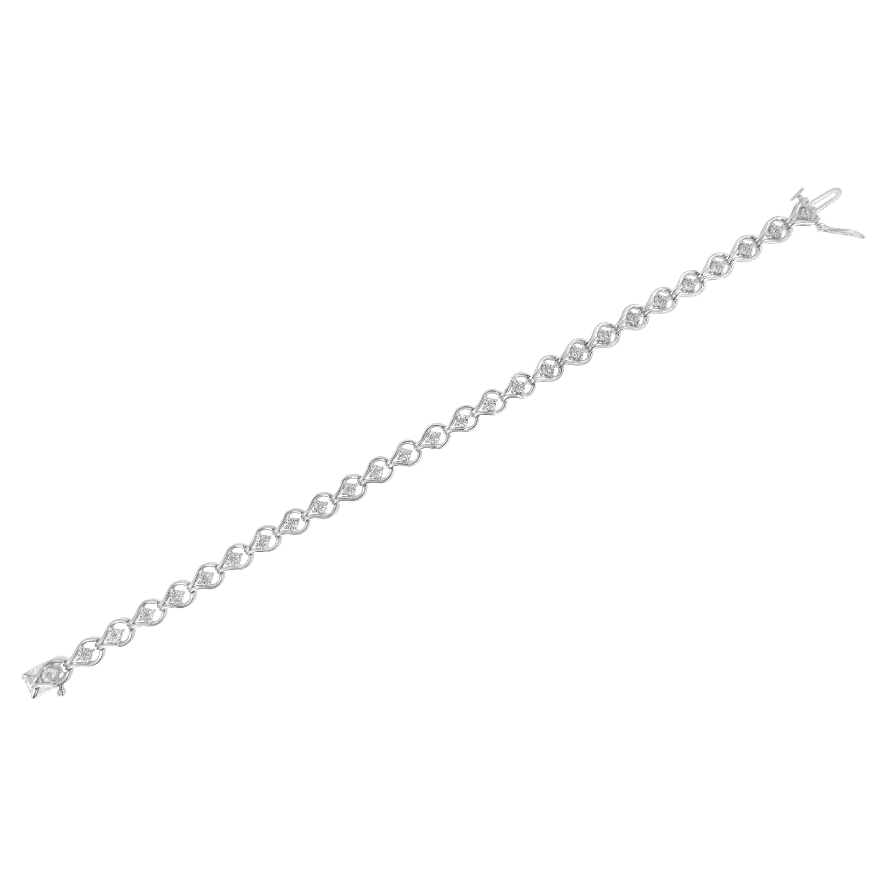 Sterling Silver 1/4ct TDW Diamond Link Bracelet | Lime Shadow