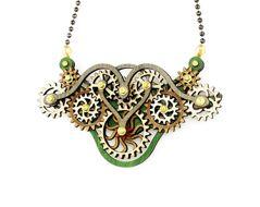 Kinetic Winged Gear Necklace 6004B | Red Sunflower