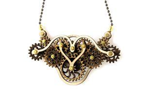 Kinetic Winged Gear Necklace 6004H | Red Sunflower