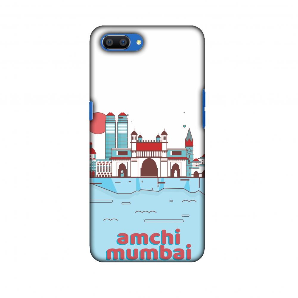 Aamchi Mumbai" Slim Hard Shell Case For Oppo Realme C1 | Black Poppy