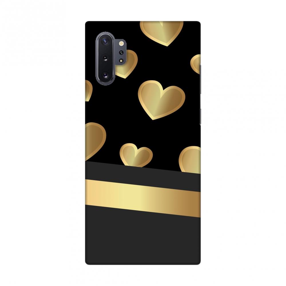 Golden Hearts Slim Hard Shell Case For Samsung Galaxy Note10+ | Black Poppy