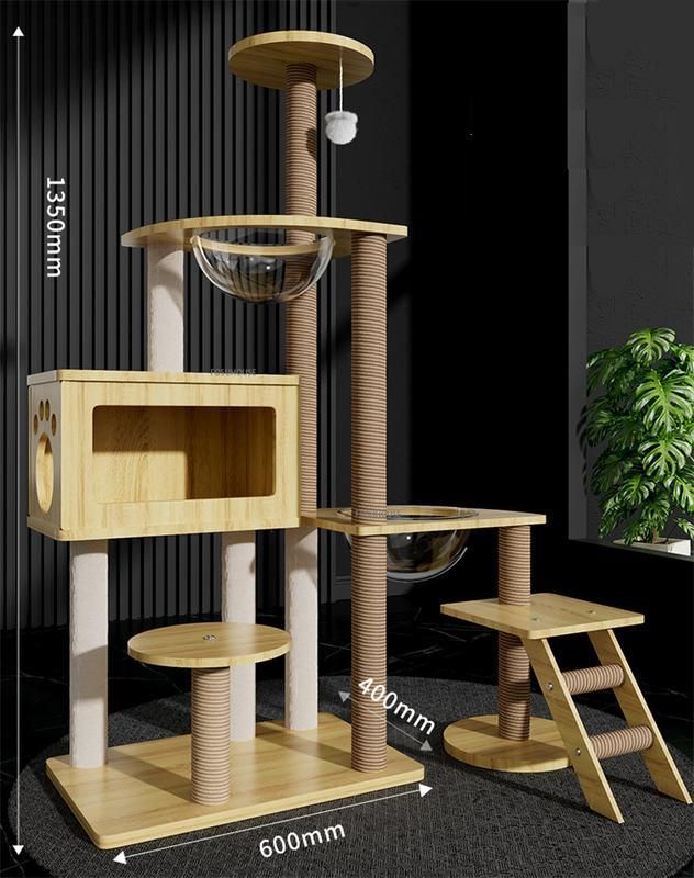 Luxury 5-Tier Wooden Cat Tower