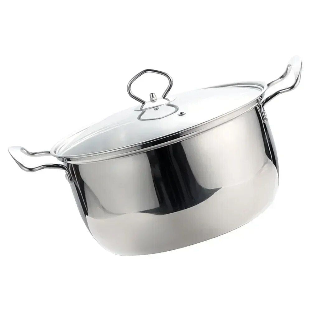 Versatile Stainless Steel Soup Pot with Glass Lid