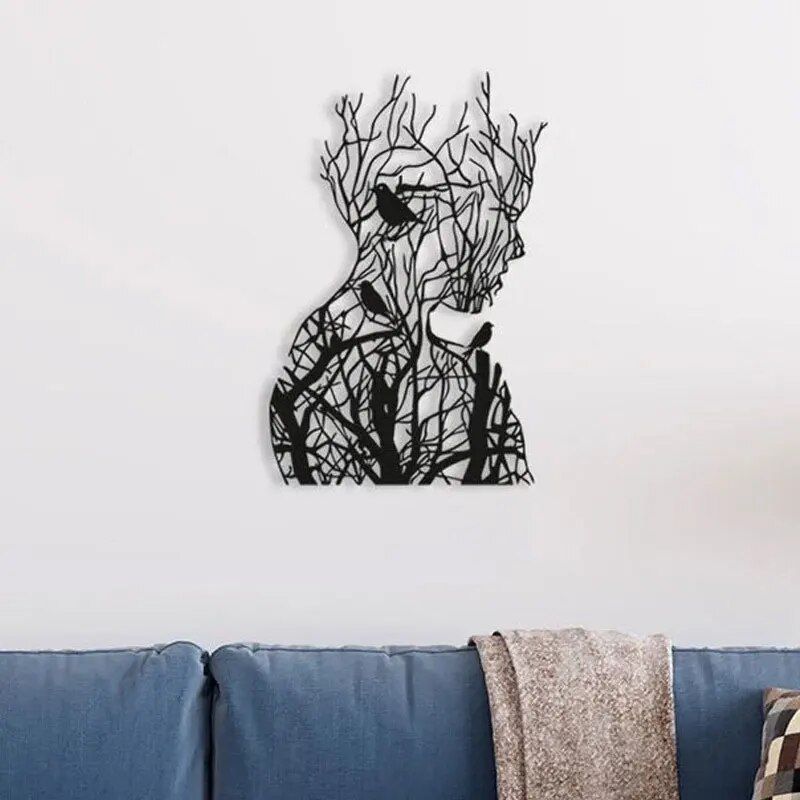 Modern Iron Wall Art Decor - Creative Characters Metal Wall Accents for Home and Office