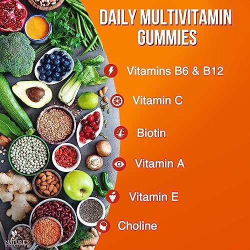 Multivitamin Gummies for Adult Women & Men, Daily Gummy Multivitamins Nutritional Support with 13 Vitamins and Minerals - Nature's Multi Vitamin Supplement, Non-GMO Berry Flavor - 120 Gummies