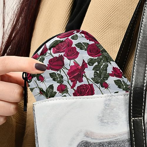 Roses Flowers Travel Pill Organizer Case Weekly Portable Pill Bag Container 7 Days Pill Box Organizer for Vitamin Fish Oil Travel Family Business