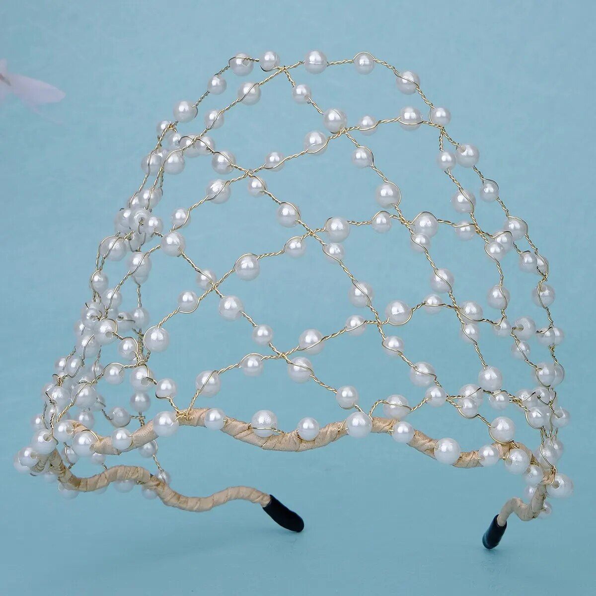 Elegant Pearl and Alloy Chain Net Headband