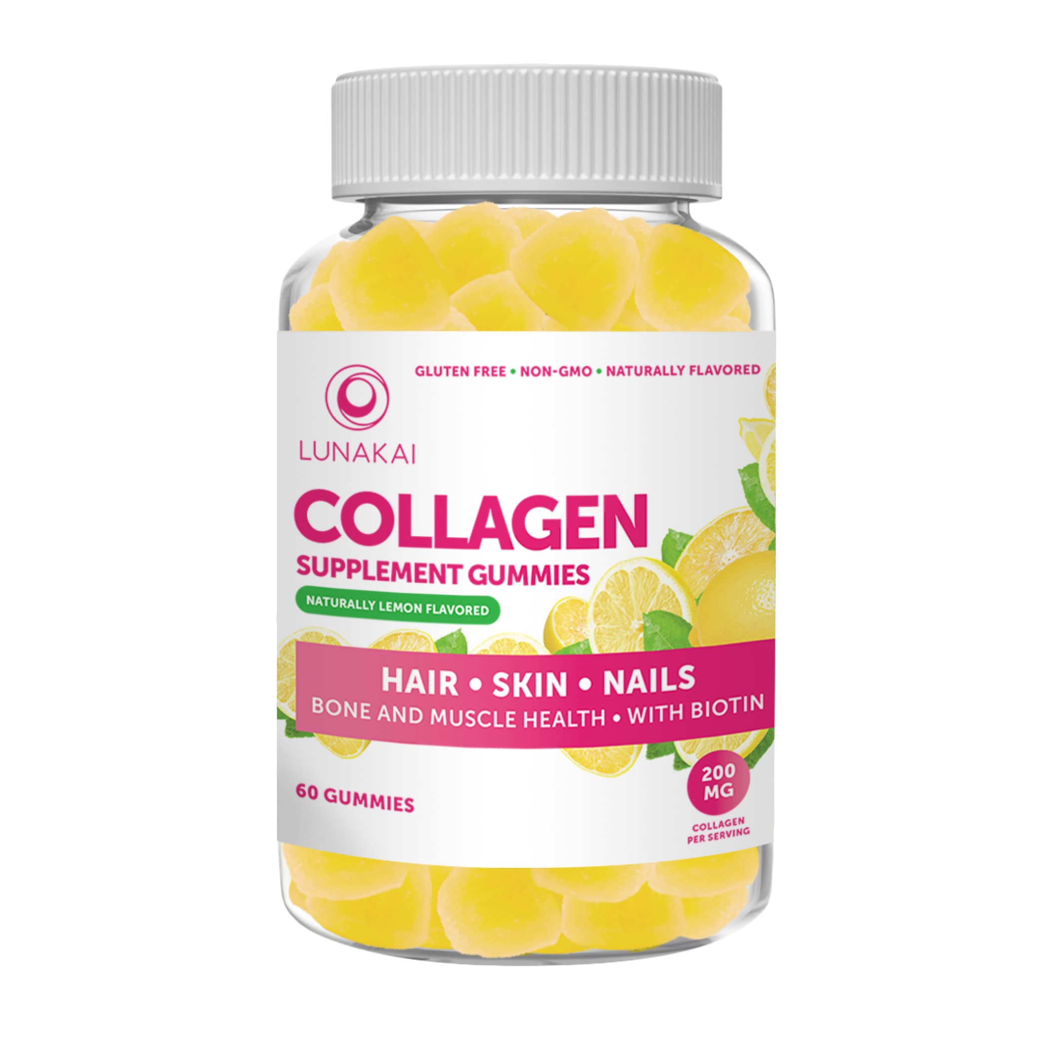 Collagen Gummies for Women and Men with Biotin Zinc Vitamin C and E - Anti Aging, Hair Growth, Skin Care & Strong Nails Protein Collagen Supplements - Non-GMO, Gluten Free - 60 Collagen Gummy Vitamins