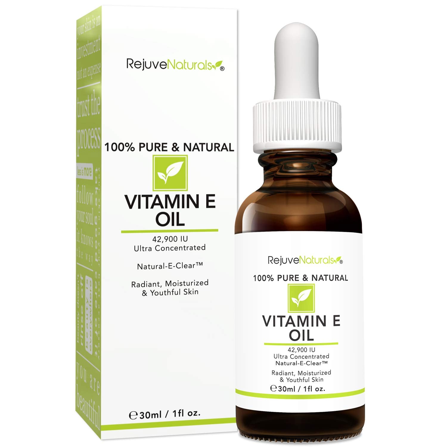 Vitamin E Oil - 100% Pure & Natural, 42,900 IU. Repair Dry, Damaged Skin from Surgery & Acne, Age Spots & Wrinkles. Boost Collagen for Moisturized, Youthful-looking Skin. d-alpha tocopherol