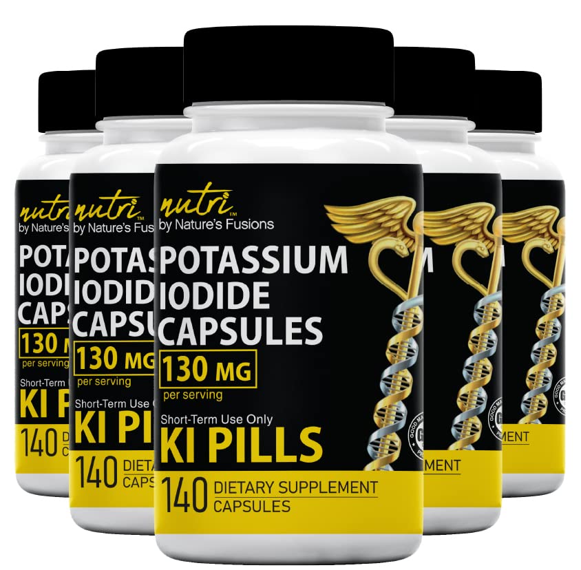 Potassium Iodide Capsules 130 mg - 5 Pack (700 Capsules) EXP 10/2032 - Ki Pills Potassium Iodine Tablets 130 mg - Potassium Iodine Pills YODO Naciente - Thyroid Protection Supplement - 700 Capsules