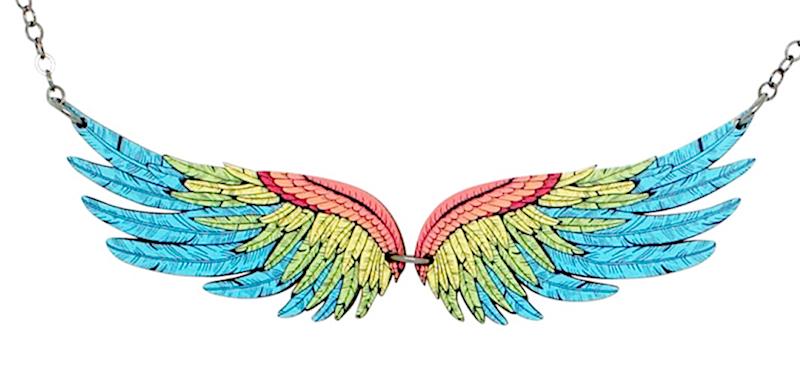 Macaw Wing Necklace #6121 | Red Sunflower