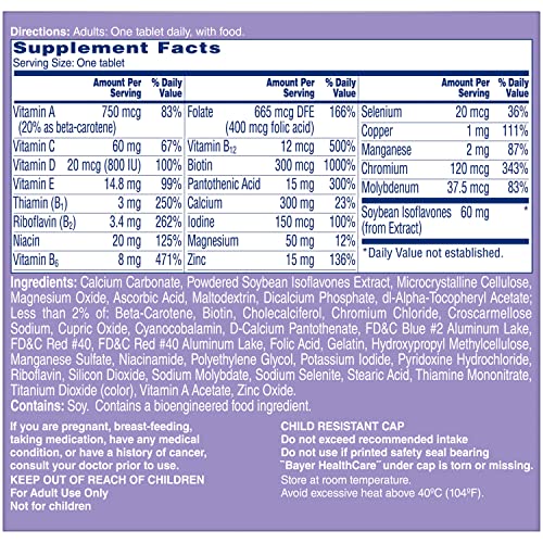 One A Day Women's Menopause Multivitamin with Vitamin A, Vitamin C, Vitamin D, Vitamin E and Zinc for Immune Health Support, Tablet