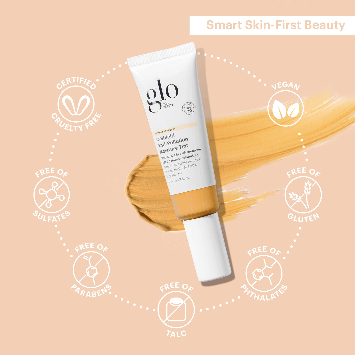 Glo Skin Beauty C-Shield Anti-Pollution Moisture Tint - Tinted Moisturizer for Face With SPF 30 Broad Spectrum Protection & Vitamin C, 1.7 Oz (6W-Medium)