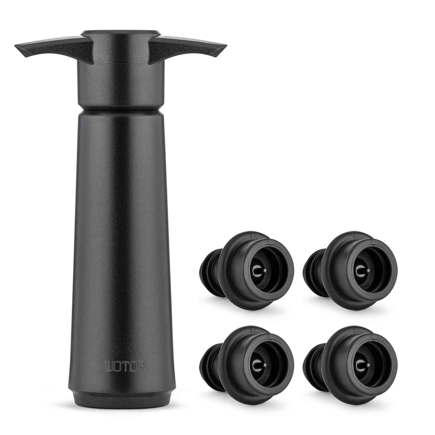 WOTOR Wine Saver with 4 Vacuum Stoppers, Wine Stopper, Wine Preserver, Reusable Bottle Sealer Keeps Wine Fresh, Ideal Wine Accessories Gift (Wine Pump + 4 stoppers)