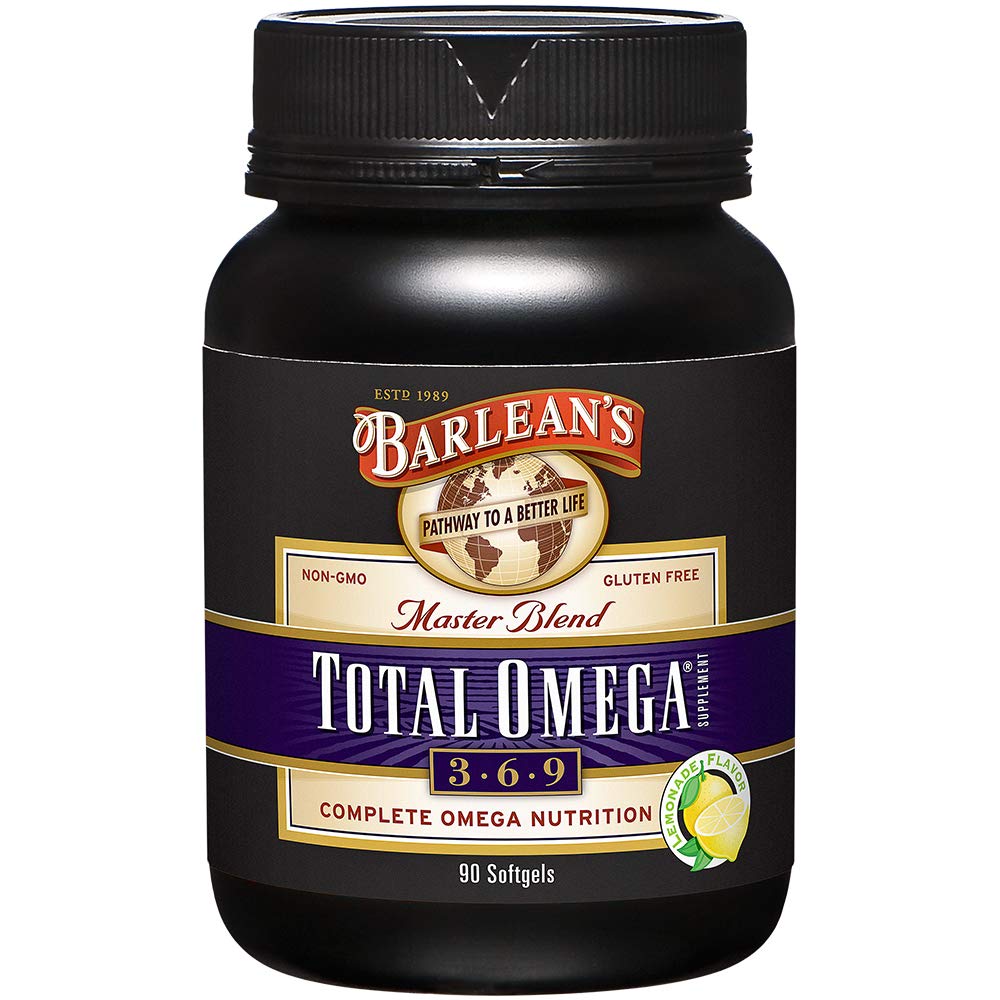 Barlean's Total Omega 3 6 9 Softgels, Blended Fish Oil Supplement with Borage and Flaxseed Oil, 1,000 mg Omegas ALA, EPA, DHA and GLA for Joint Support Supplements and Heart Health, 90 Count