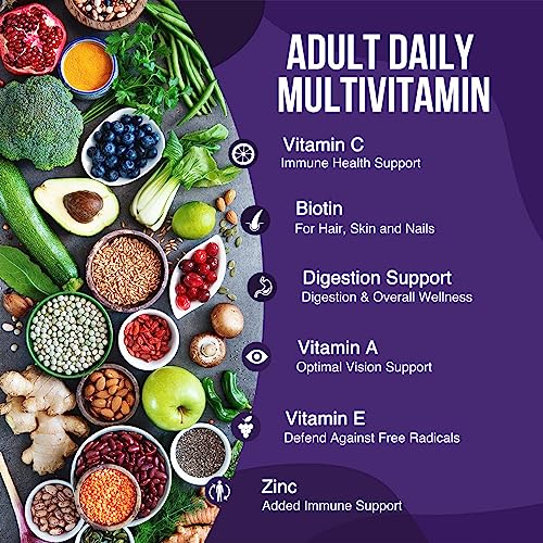 Multivitamin Gummies - Nature's Daily Gummy Multivitamins for Adults, Women & Men with Vitamins A, C, E, B6, B12, and Minerals - Natural Multi Vitamin Supplement, Non-GMO, Berry Flavor - 120 Gummies