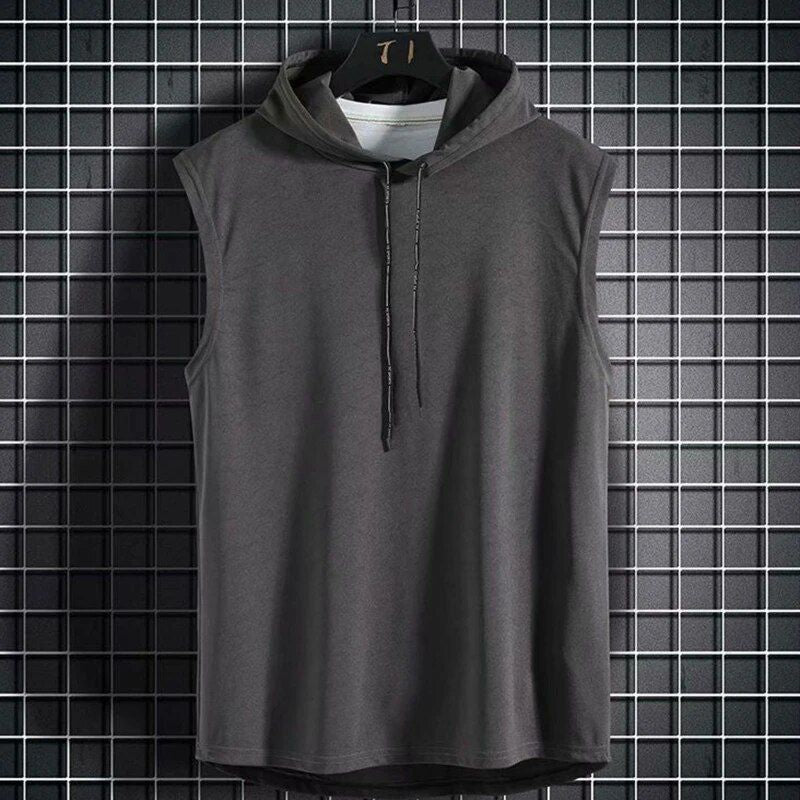 Men's Sleeveless Hooded Gym & Casual Tank Top