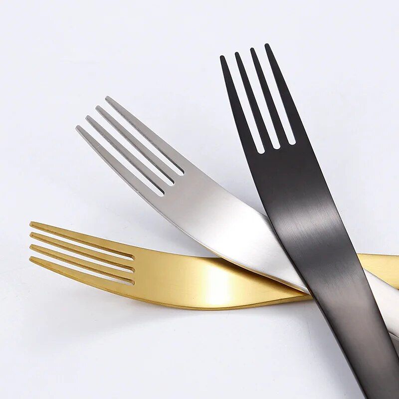 16-Piece Elegant Matte Gold Stainless Steel Cutlery Set