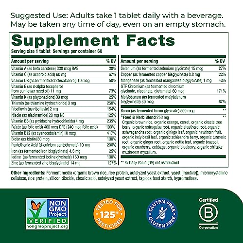 MegaFood Women's 40+ One Daily Multivitamin for Women with Vitamin B12, Vitamin B6, Vitamin C, Vitamin D, Zinc & Iron – Plus Real Food - Immune Support - Bone Health - Non-GMO - Vegetarian - 60 Tabs