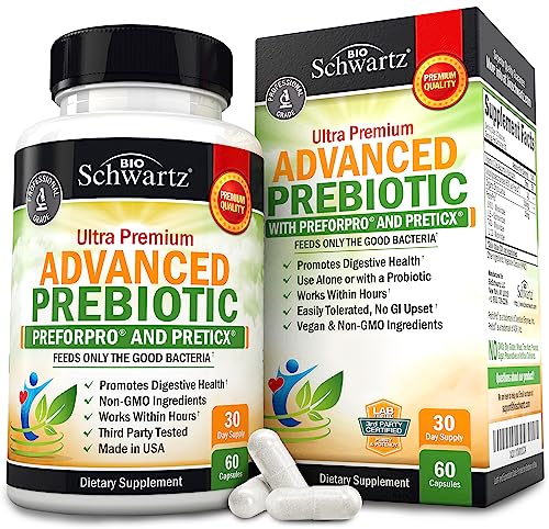 Prebiotics for Advanced Gut Health - Immune System Support & Dietary Fiber - Fuels Good Bacteria Growth to Promote Digestive Health - Gas & Digestion Support - Probiotics for Men & Women - 60 Capsules