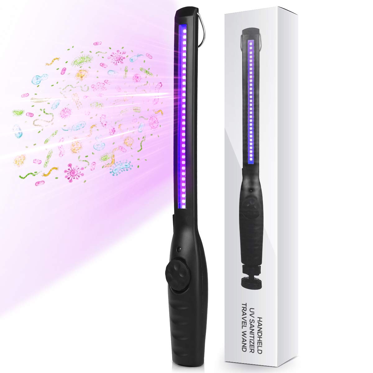 UV Light Sanitizer, Portable UV Light Disinfection Lamp USB Rechargeable Ultraviolet Light Sanitizer for Home Hotel Travel Car Kills 99% of Germs Viruses & Bacteria UV light Sanitizer Wand