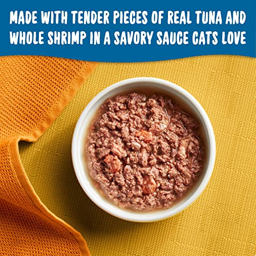 Meow Mix Tender Favorites Wet Cat Food, Tuna & Whole Shrimp in Sauce, 2.75 Ounce Cup (Pack of 48) (Packaging May Vary)