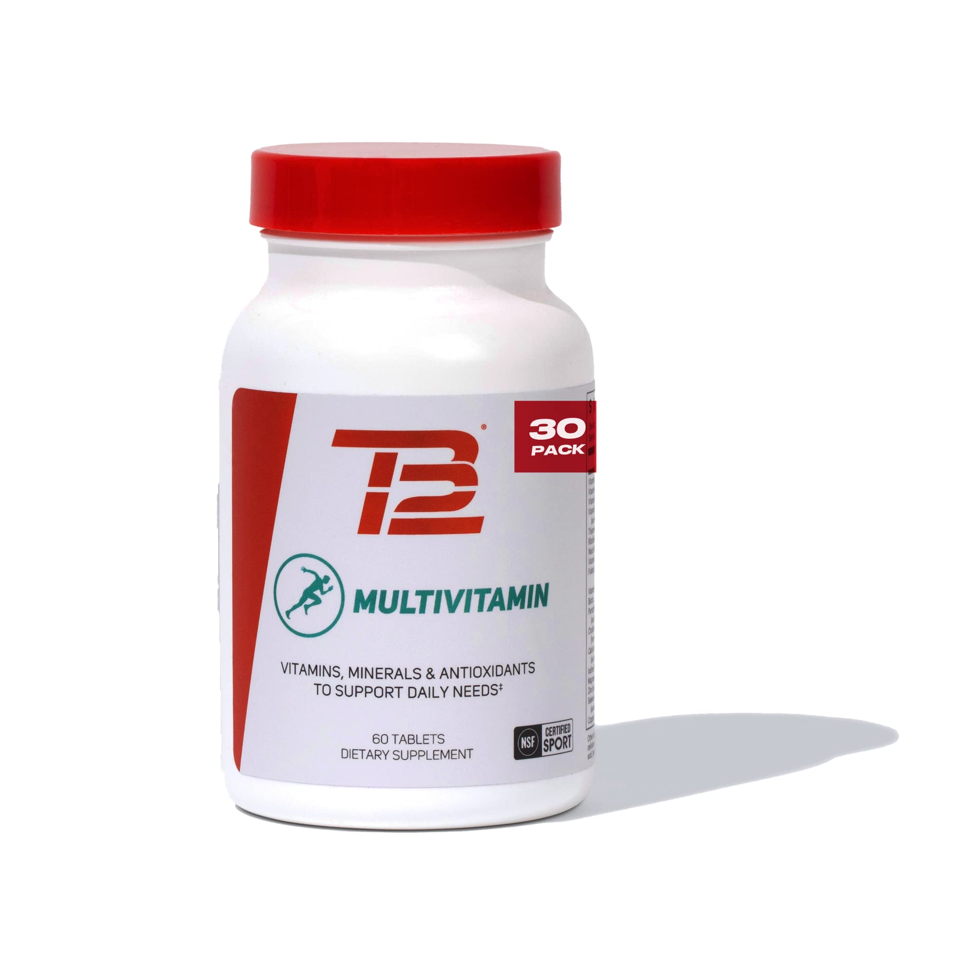 TB12 Multivitamin by Tom Brady. NSF Certified Minerals and Antioxidants for Daily Needs. Complete, bioavailable multivitamin for Healthy Aging, Brain Support, Energy, Immunity. Tablets (60 Count)